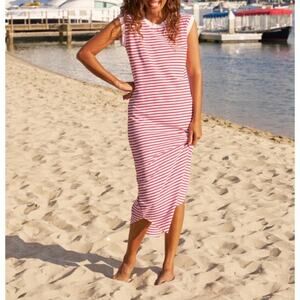 Frank & Eileen Cory Red French Stripe Red White Med Heritage Jersey Maxi Dress